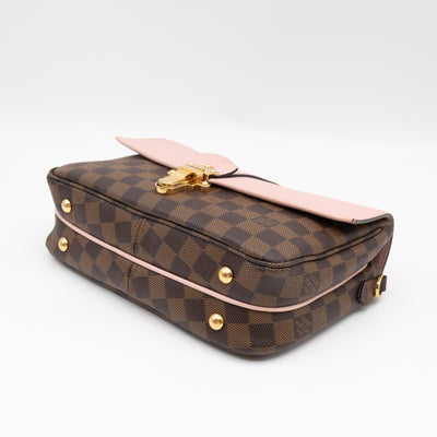 Clapton Crossbody Damier Ebene & Rose Ballerine Leather