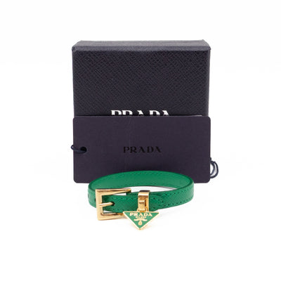 Triangle Charm Bracelet Mango Green Saffiano Leather