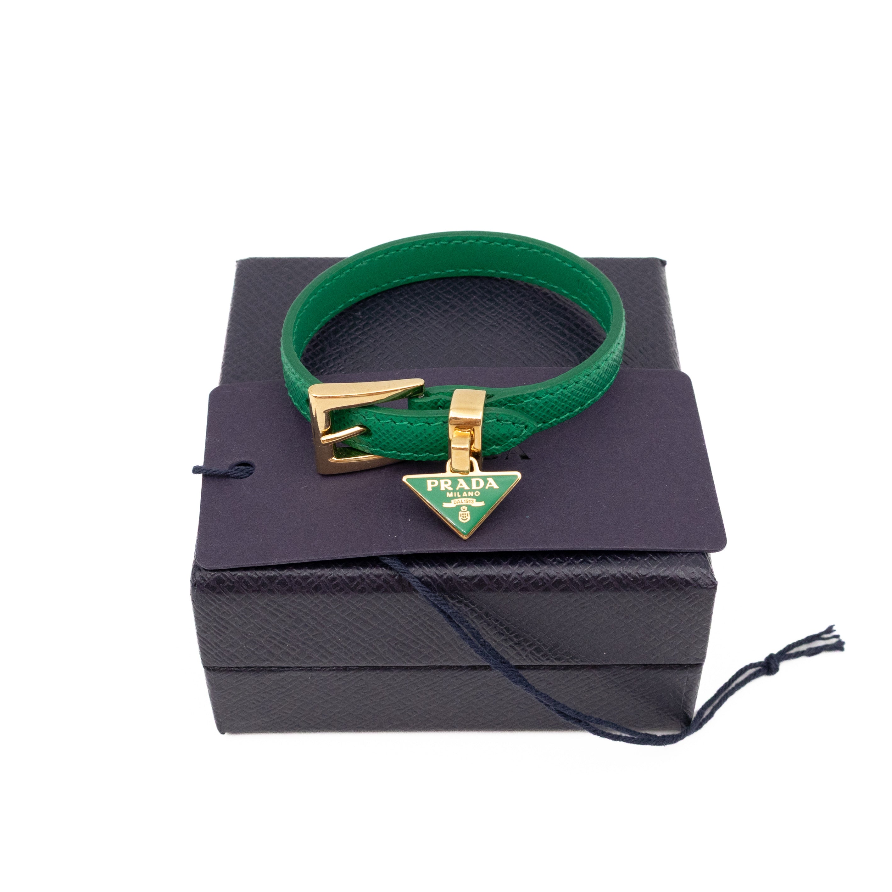 Triangle Charm Bracelet Mango Green Saffiano Leather
