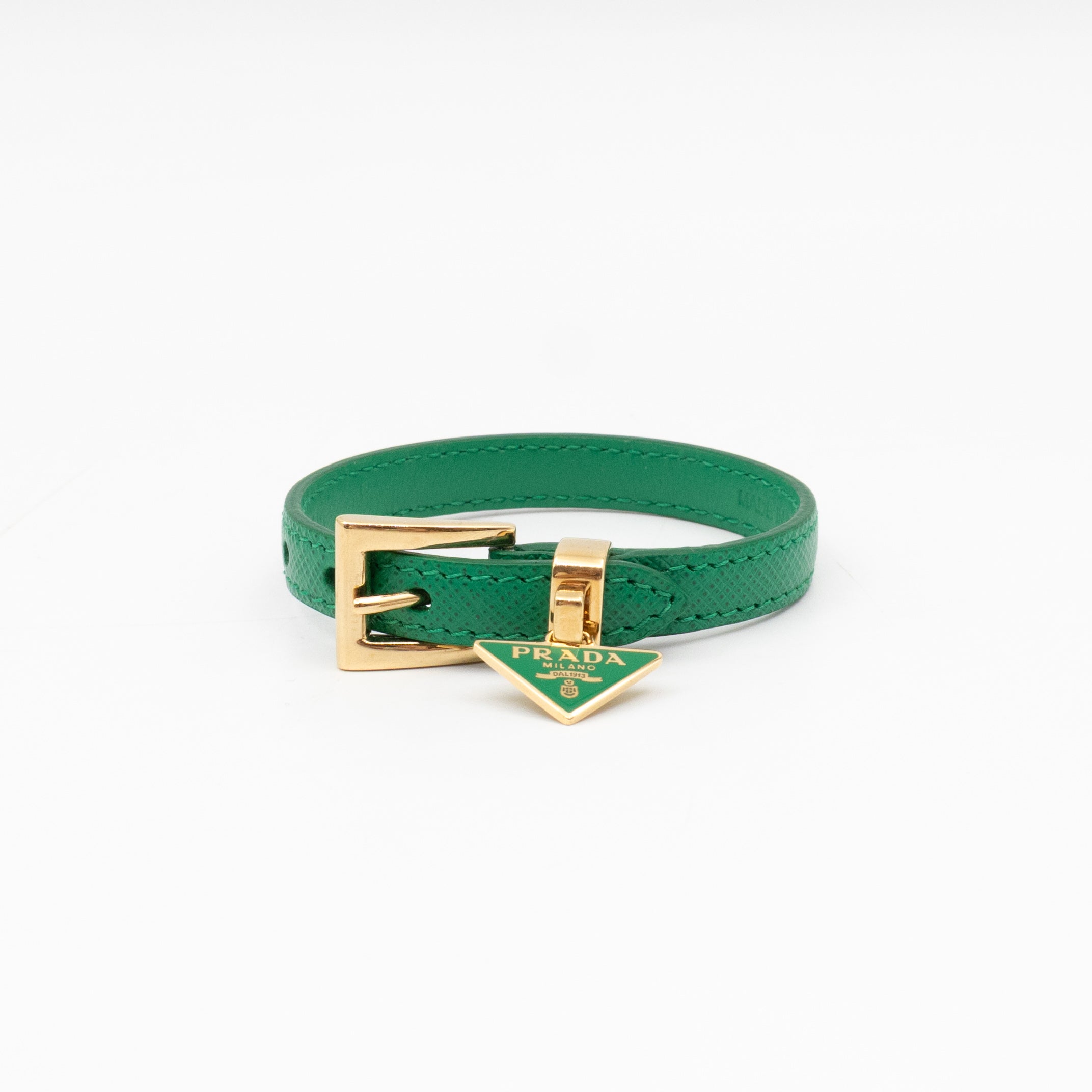 Triangle Charm Bracelet Mango Green Saffiano Leather