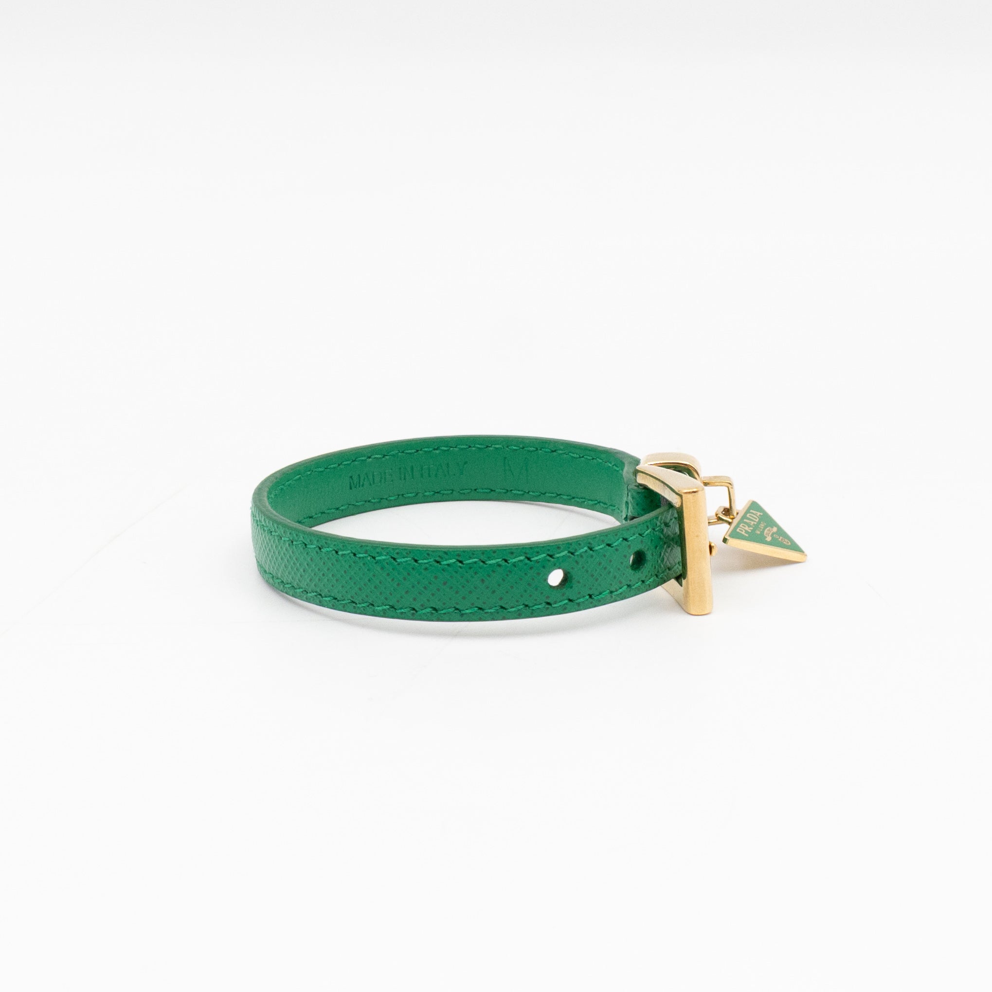 Triangle Charm Bracelet Mango Green Saffiano Leather