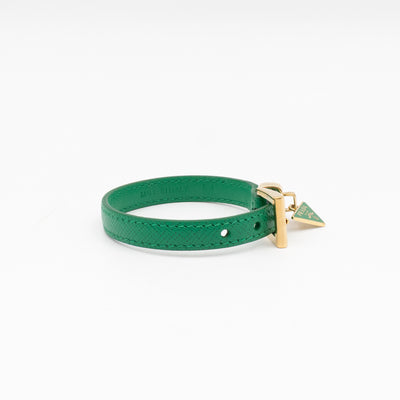 Triangle Charm Bracelet Mango Green Saffiano Leather