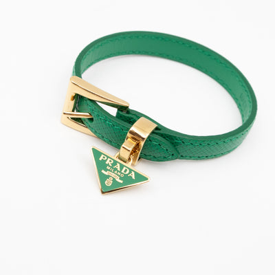 Triangle Charm Bracelet Mango Green Saffiano Leather