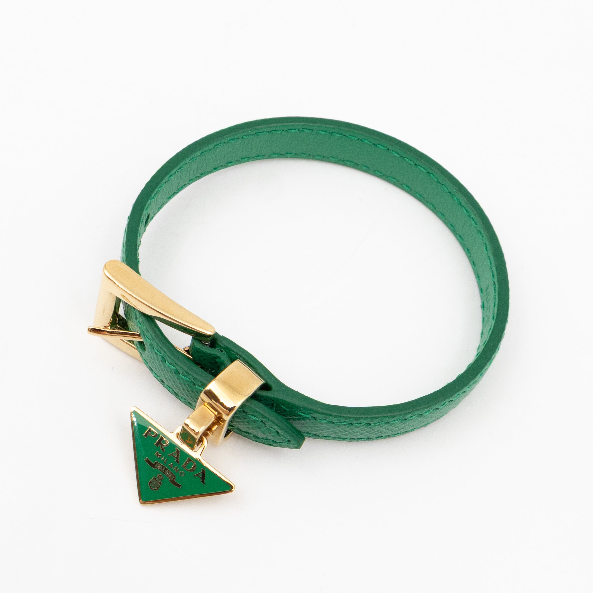 Triangle Charm Bracelet Mango Green Saffiano Leather