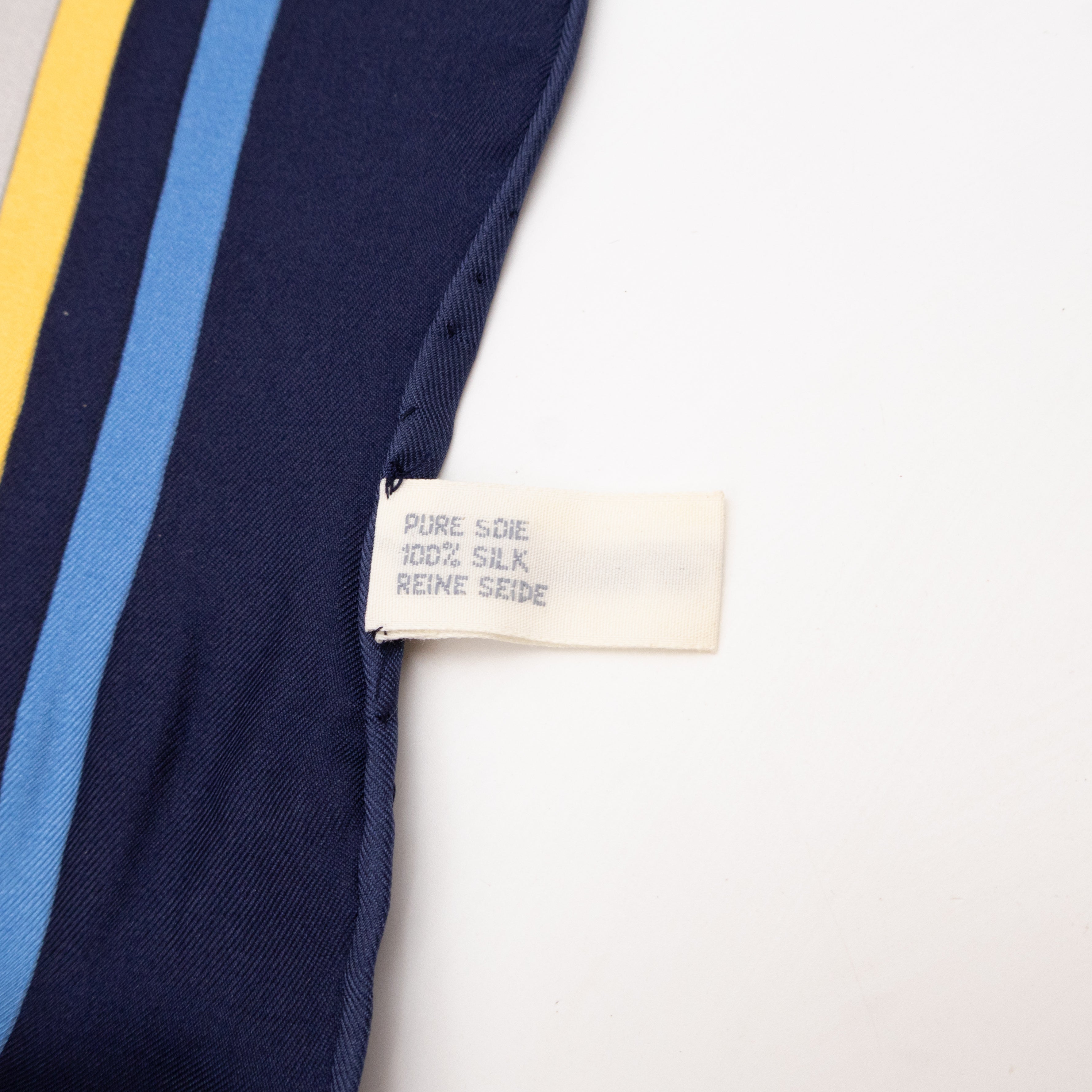 Vintage Stripe Square Silk Scarf Navy