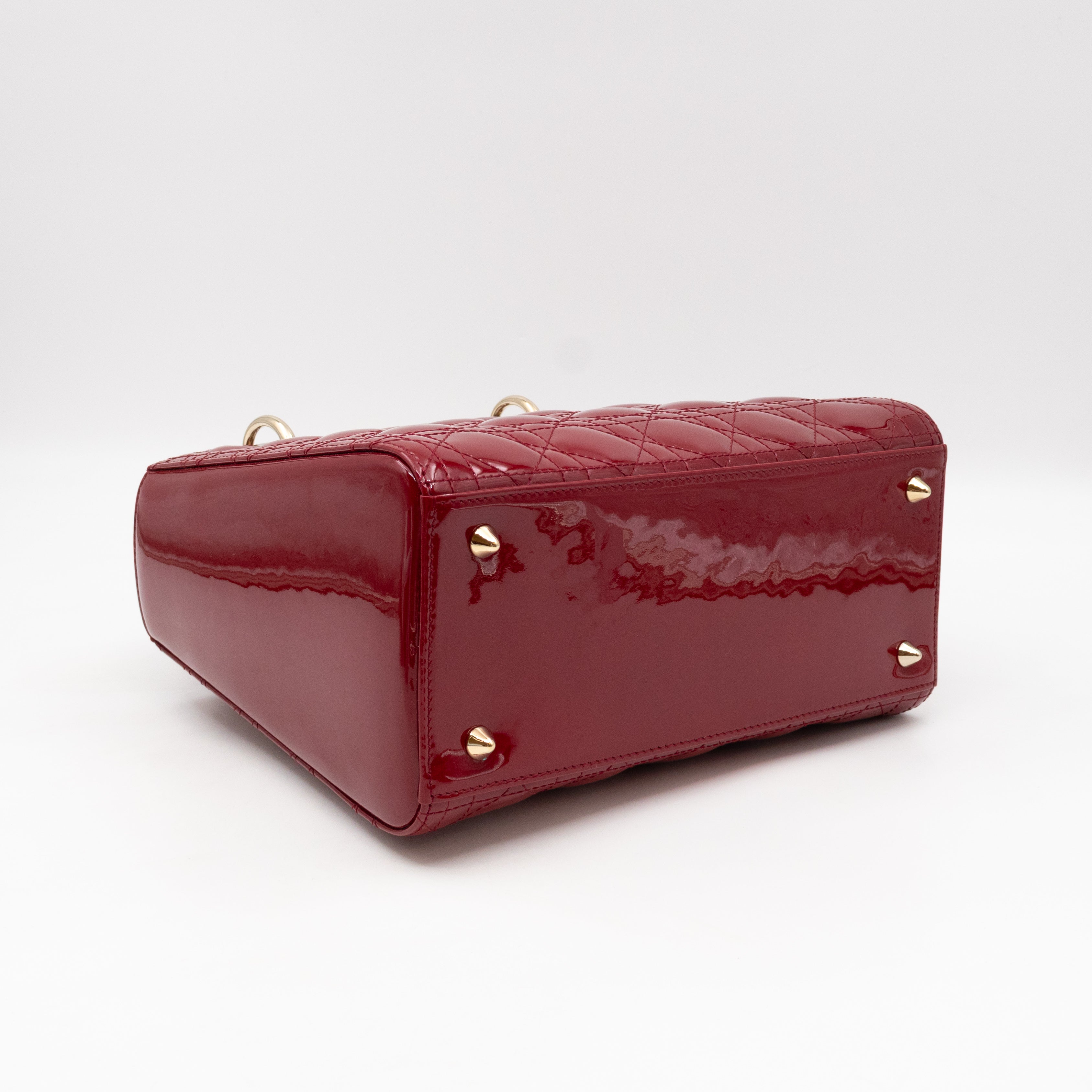 Lady Dior Medium Dark Red Patent Leather