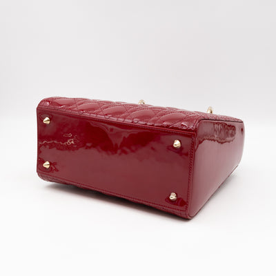 Lady Dior Medium Dark Red Patent Leather