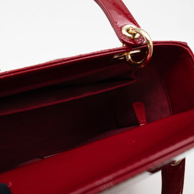 Lady Dior Medium Dark Red Patent Leather