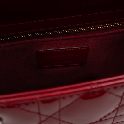 Lady Dior Medium Dark Red Patent Leather