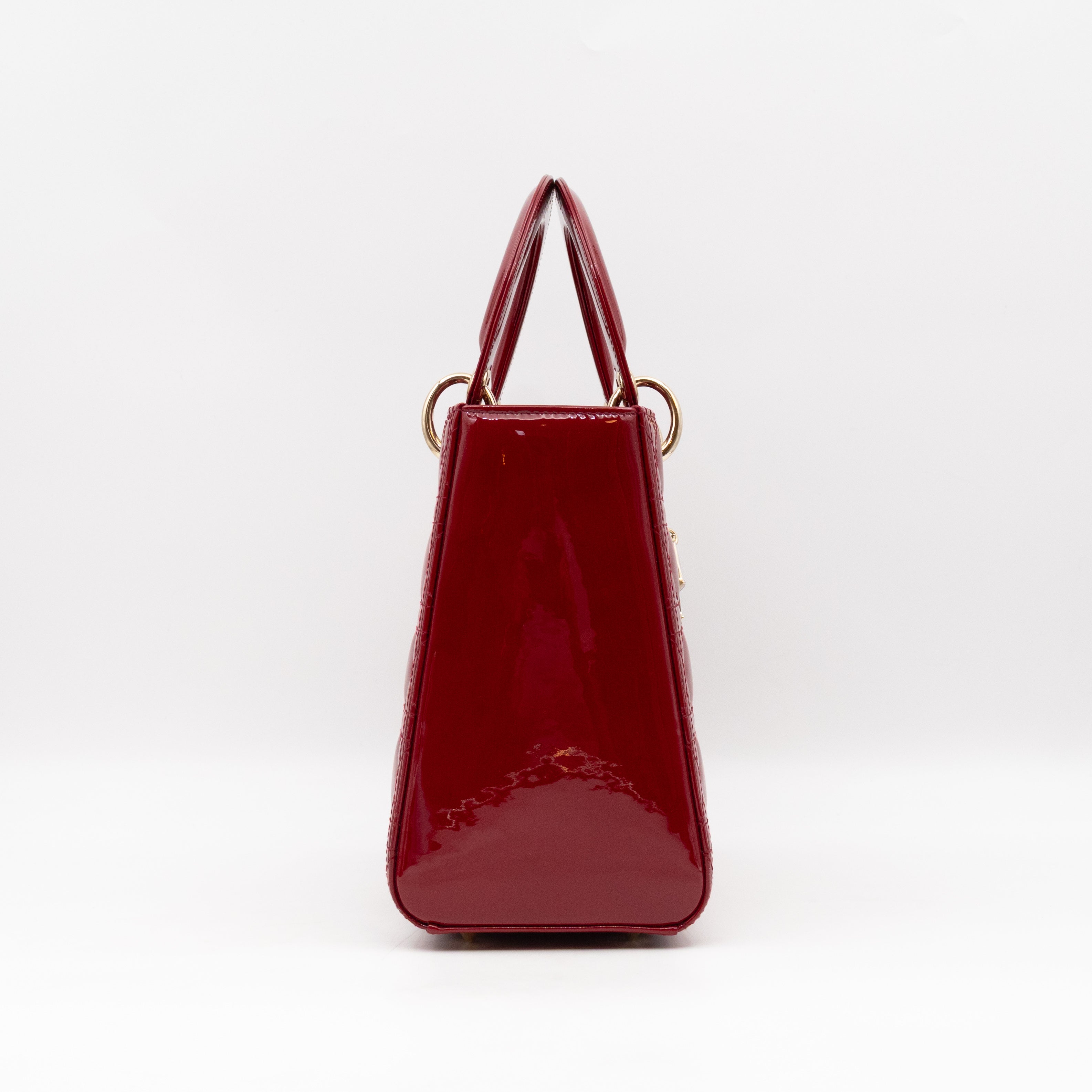Lady Dior Medium Dark Red Patent Leather