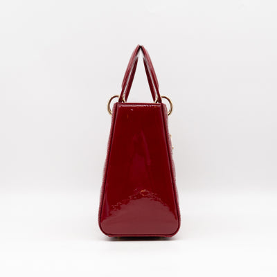 Lady Dior Medium Dark Red Patent Leather