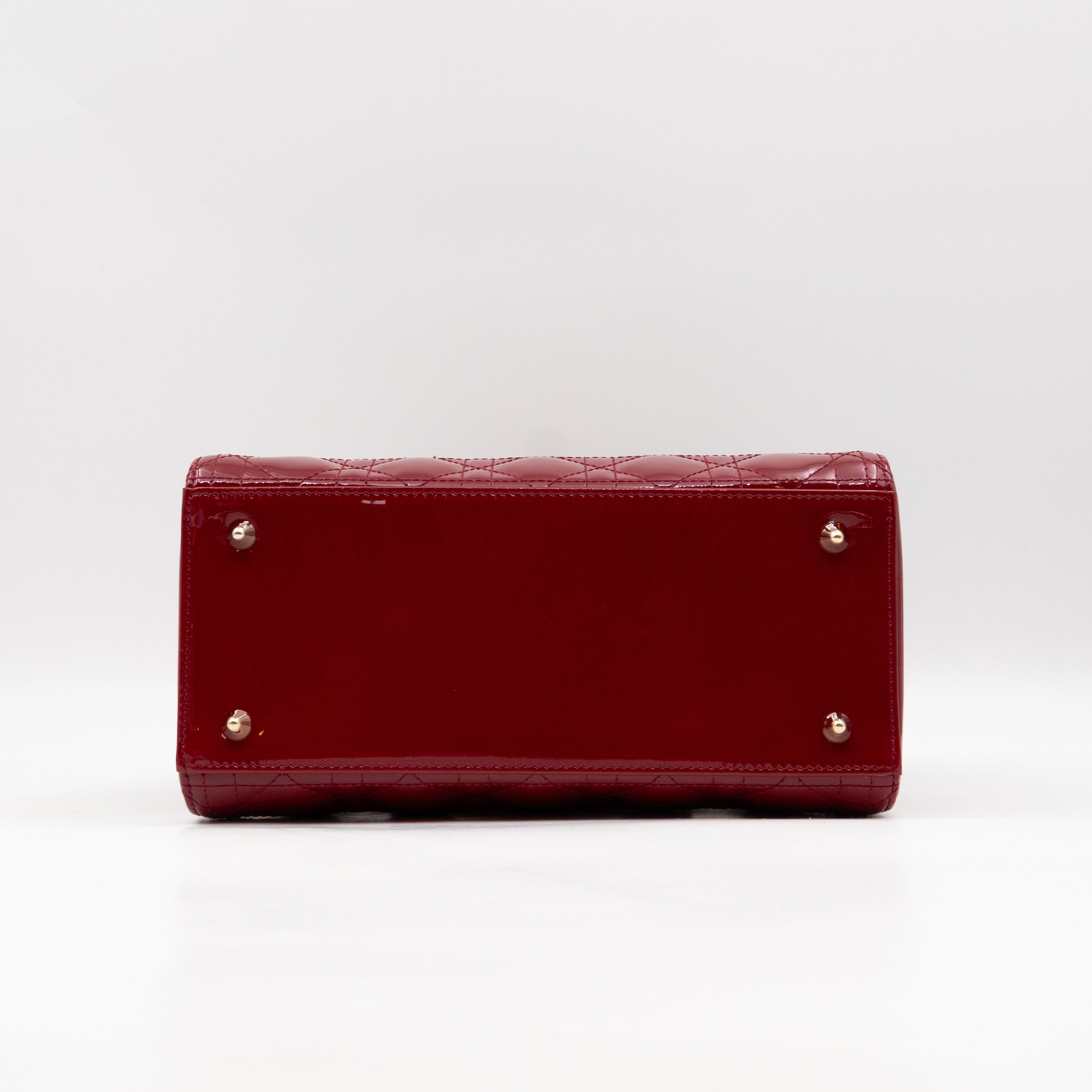 Lady Dior Medium Dark Red Patent Leather