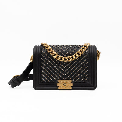 Boy Belt Bag By The Sea Chevron Embroidered Black Leather