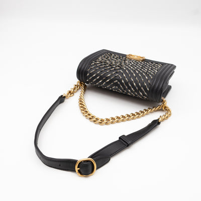 Boy Belt Bag By The Sea Chevron Embroidered Black Leather