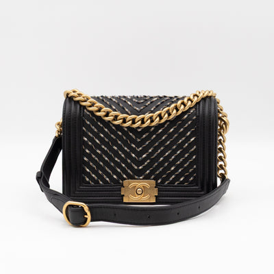 Boy Belt Bag By The Sea Chevron Embroidered Black Leather