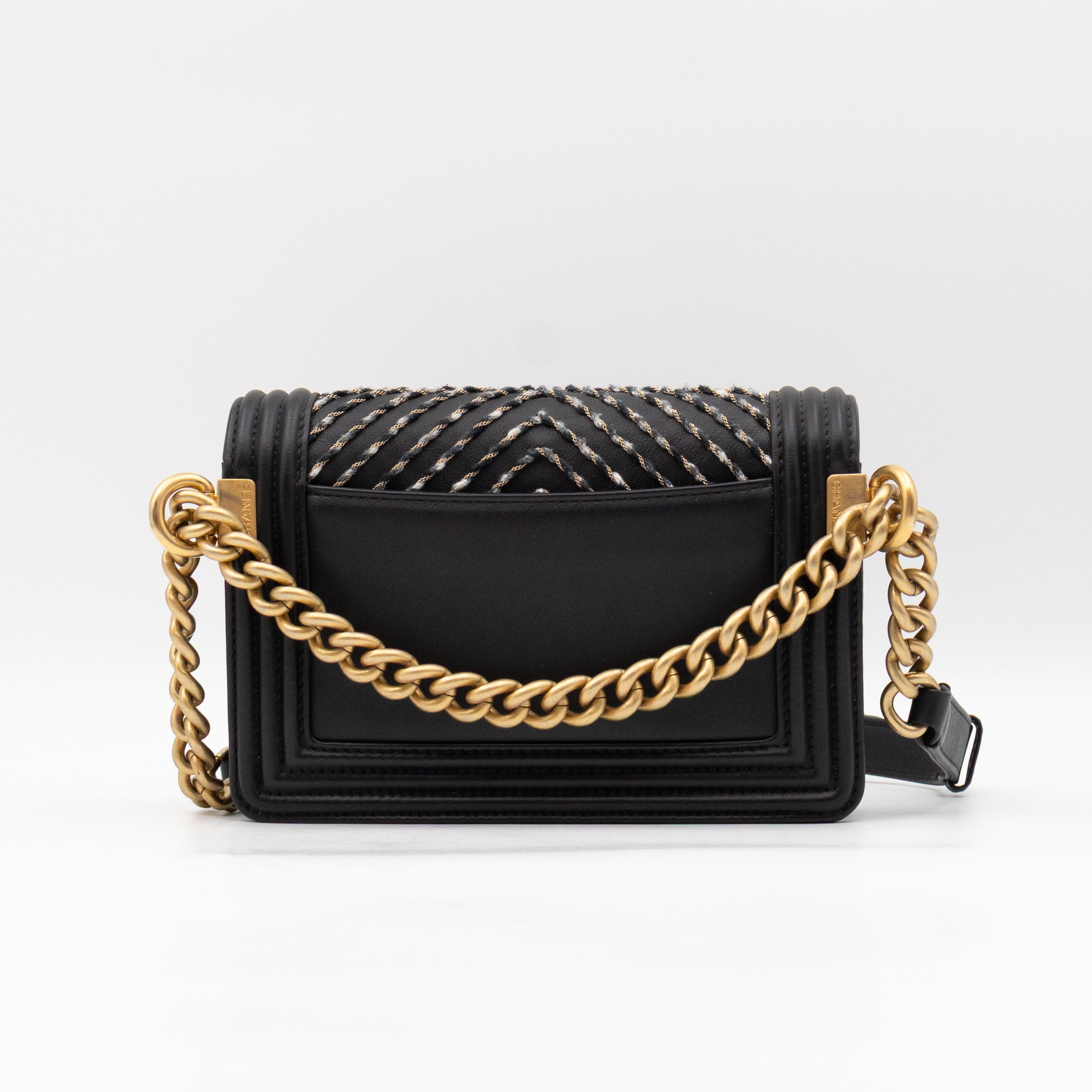 Boy Belt Bag By The Sea Chevron Embroidered Black Leather