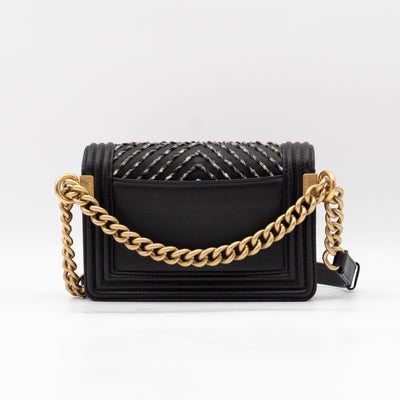 Boy Belt Bag By The Sea Chevron Embroidered Black Leather