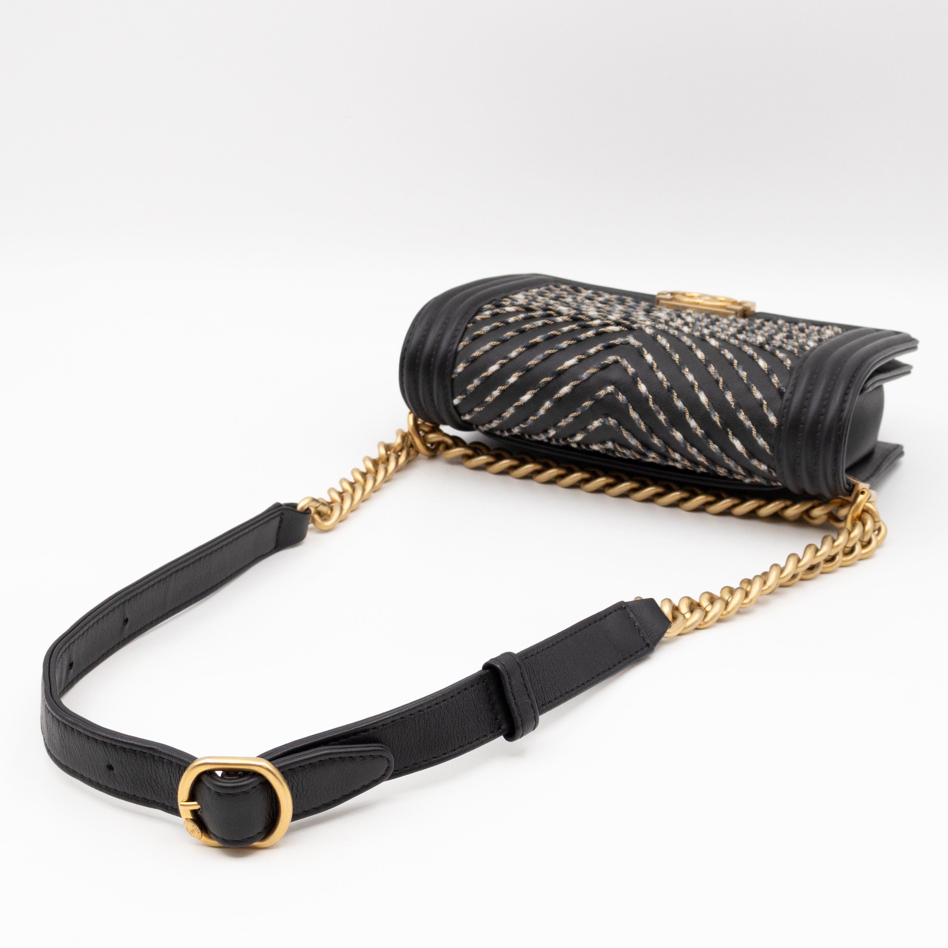Boy Belt Bag By The Sea Chevron Embroidered Black Leather