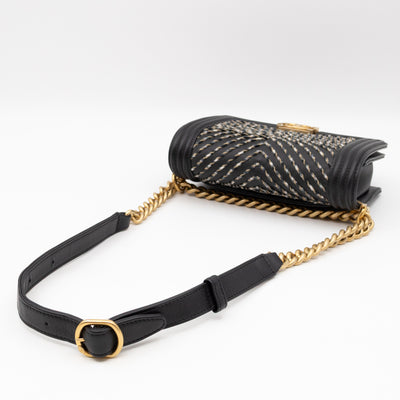 Boy Belt Bag By The Sea Chevron Embroidered Black Leather