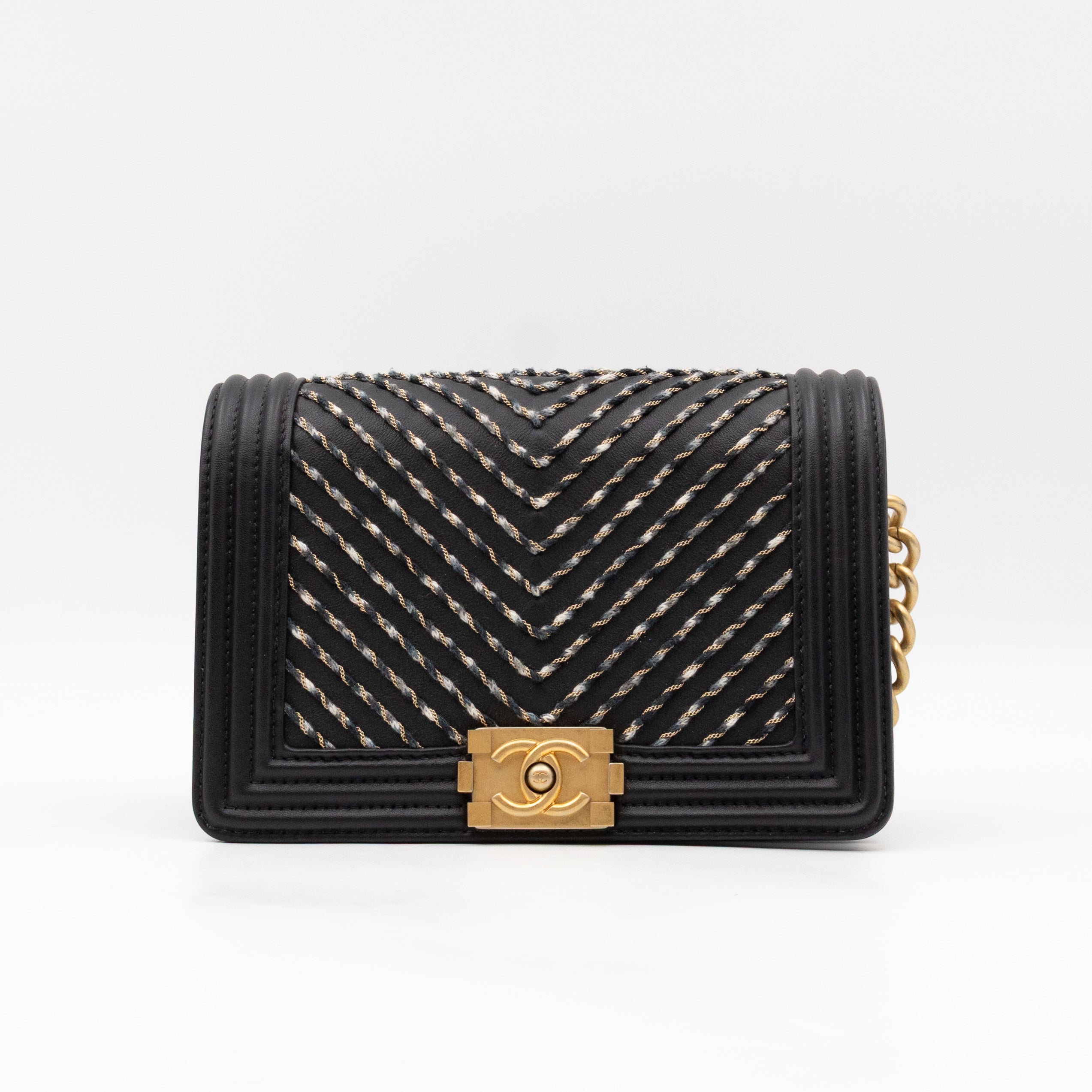 Boy Belt Bag By The Sea Chevron Embroidered Black Leather