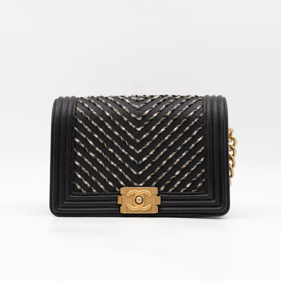 Boy Belt Bag By The Sea Chevron Embroidered Black Leather