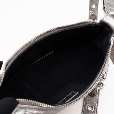 Le Cagole Shoulder Bag XS Silver Metallic Leather
