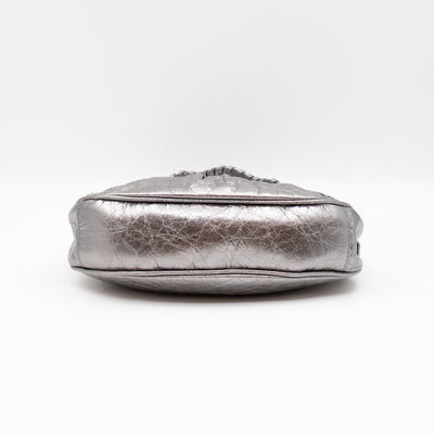 Le Cagole Shoulder Bag XS Silver Metallic Leather