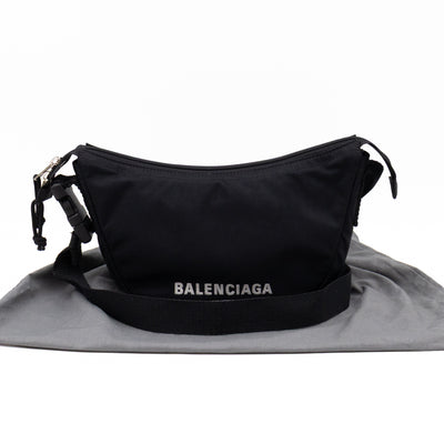 Wheel Shoulder Sling Bag Black Nylon