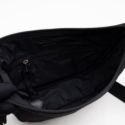 Wheel Shoulder Sling Bag Black Nylon