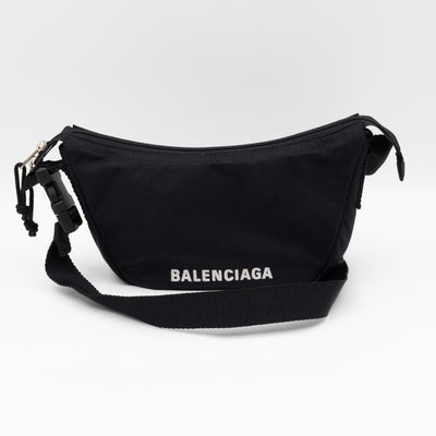 Wheel Shoulder Sling Bag Black Nylon