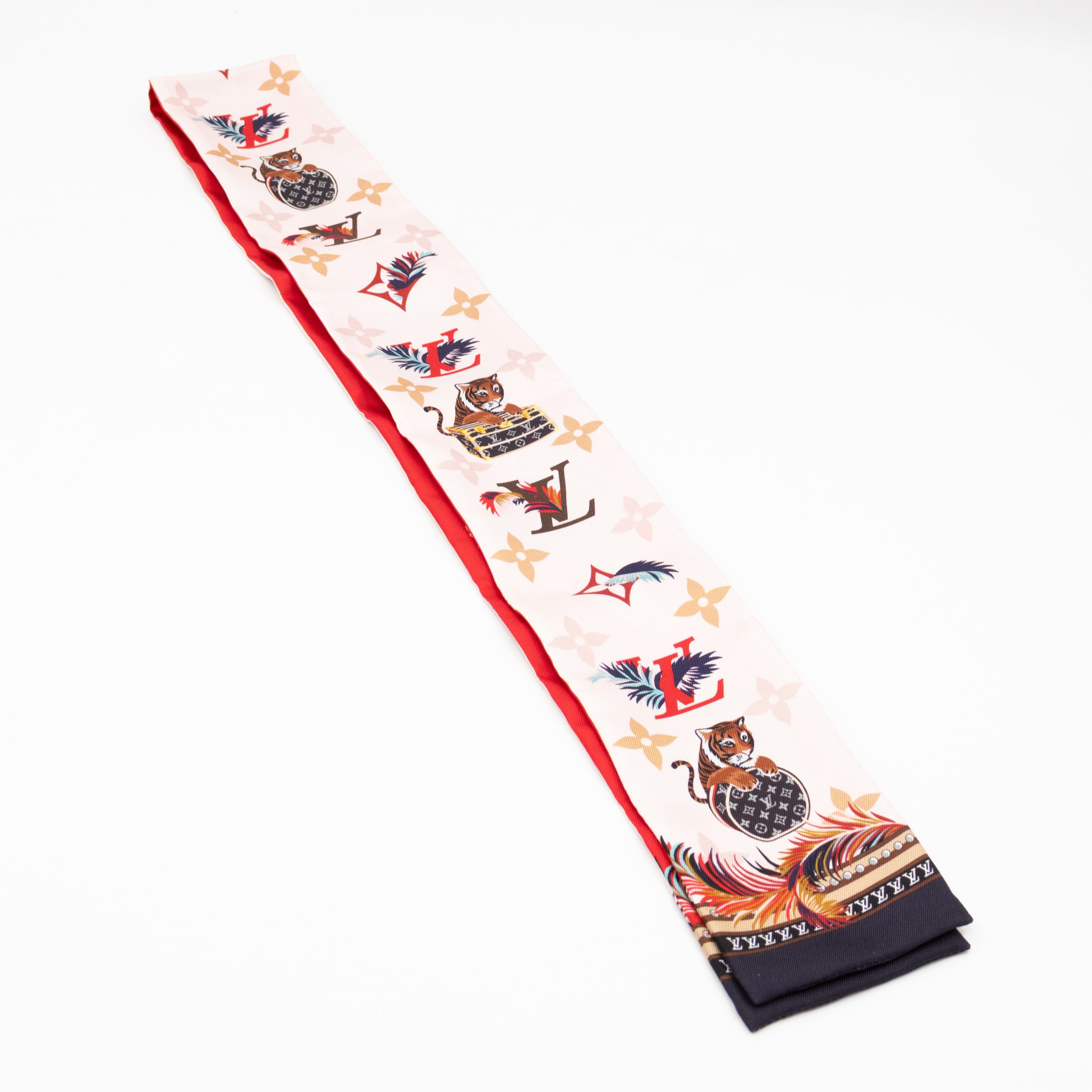 Precious Tiger Bandeau Silk Scarf Red
