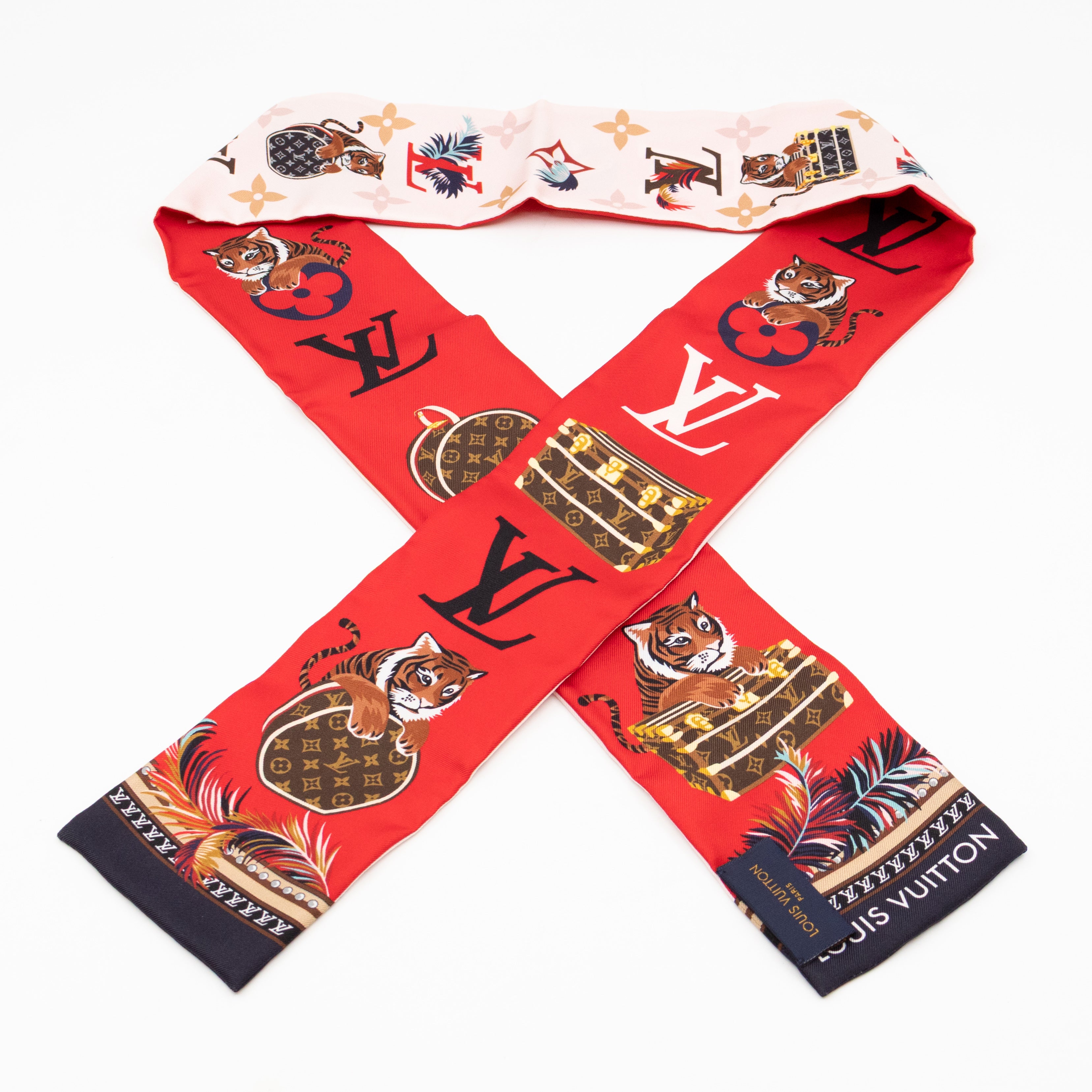 Precious Tiger Bandeau Silk Scarf Red