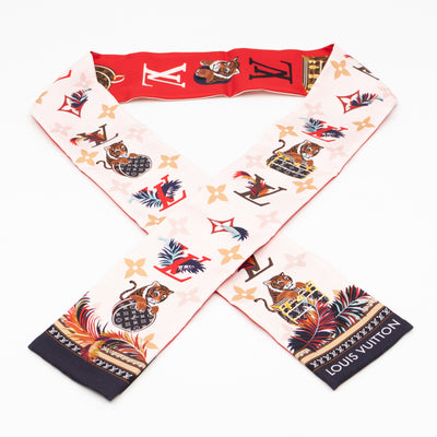 Precious Tiger Bandeau Silk Scarf Red