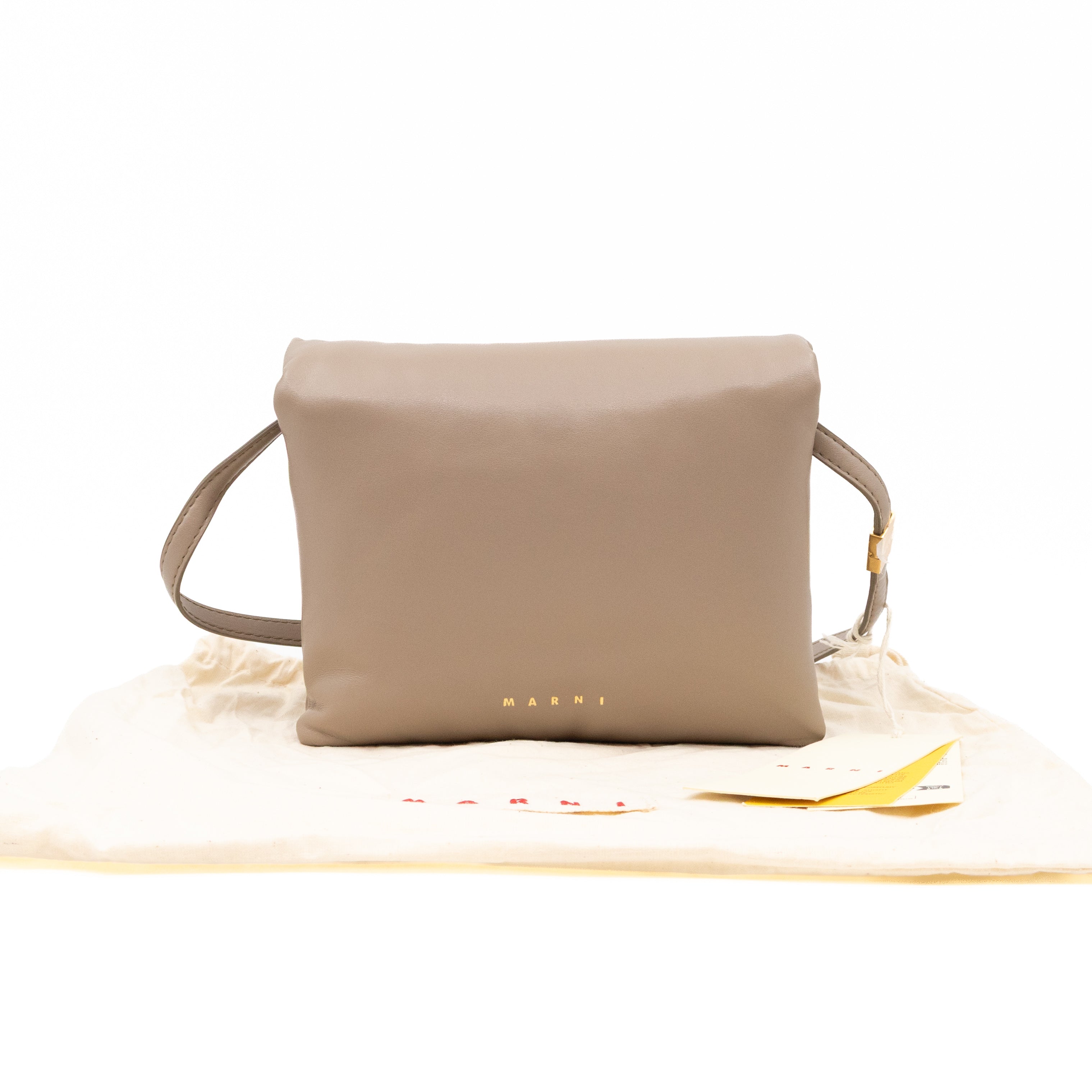 Prisma Mini Pochette Shoulder Bag Grey Leather