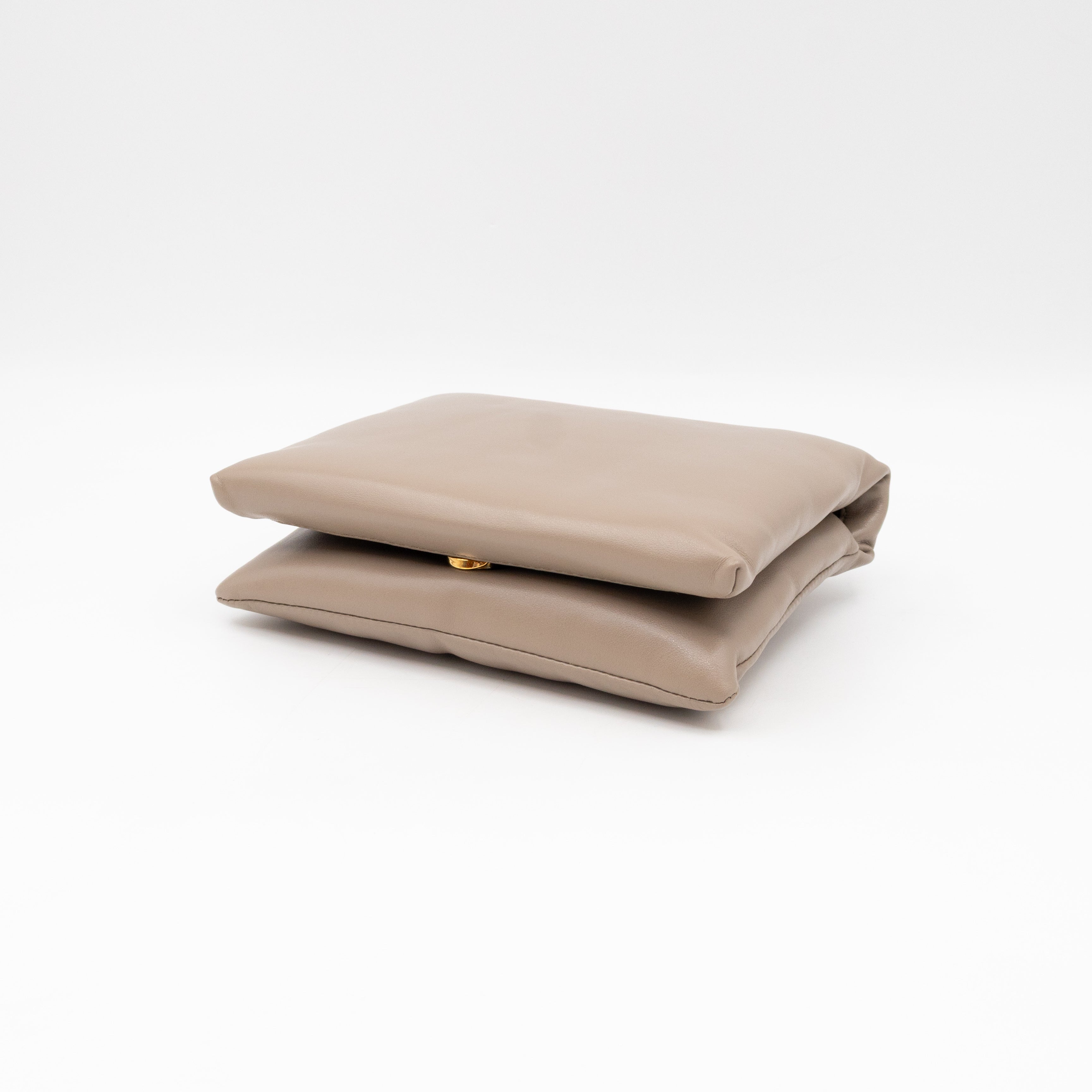 Prisma Mini Pochette Shoulder Bag Grey Leather