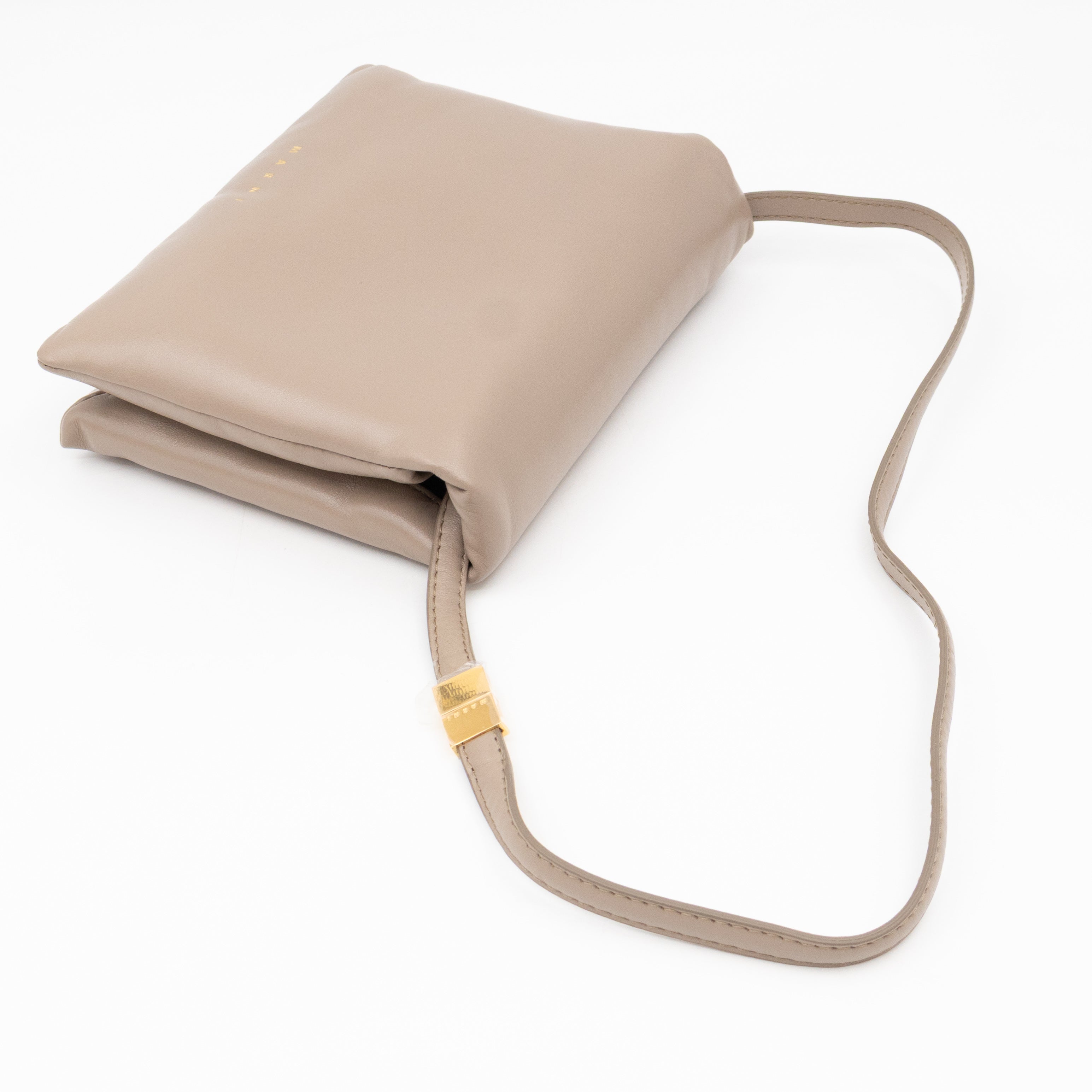 Prisma Mini Pochette Shoulder Bag Grey Leather