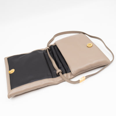 Prisma Mini Pochette Shoulder Bag Grey Leather