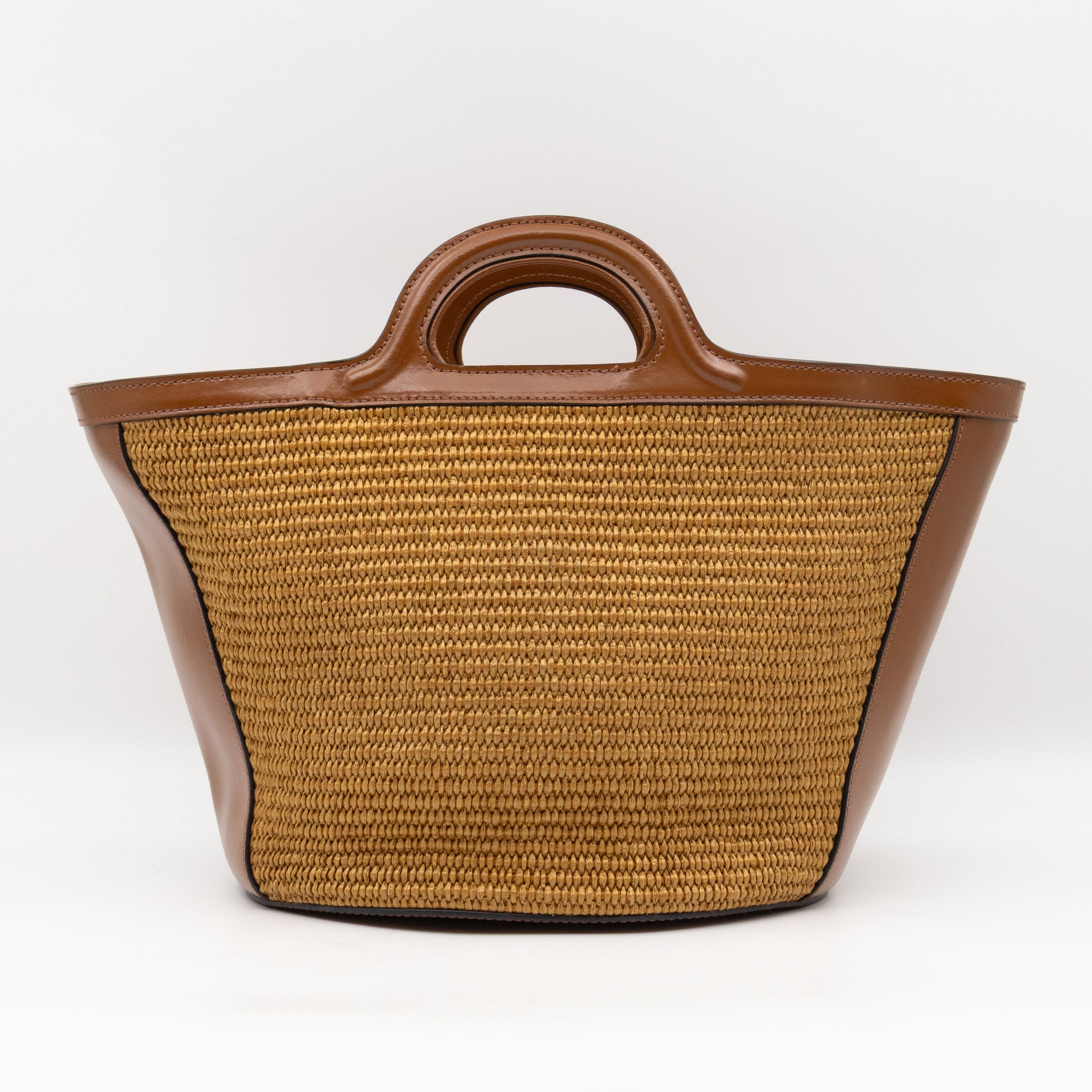 Tropicalia Small Bag Brown Leather & Raffia-effect Fabric