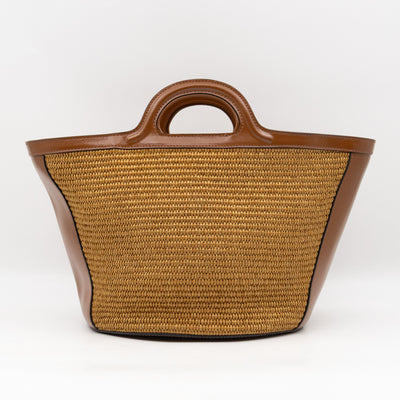 Tropicalia Small Bag Brown Leather & Raffia-effect Fabric
