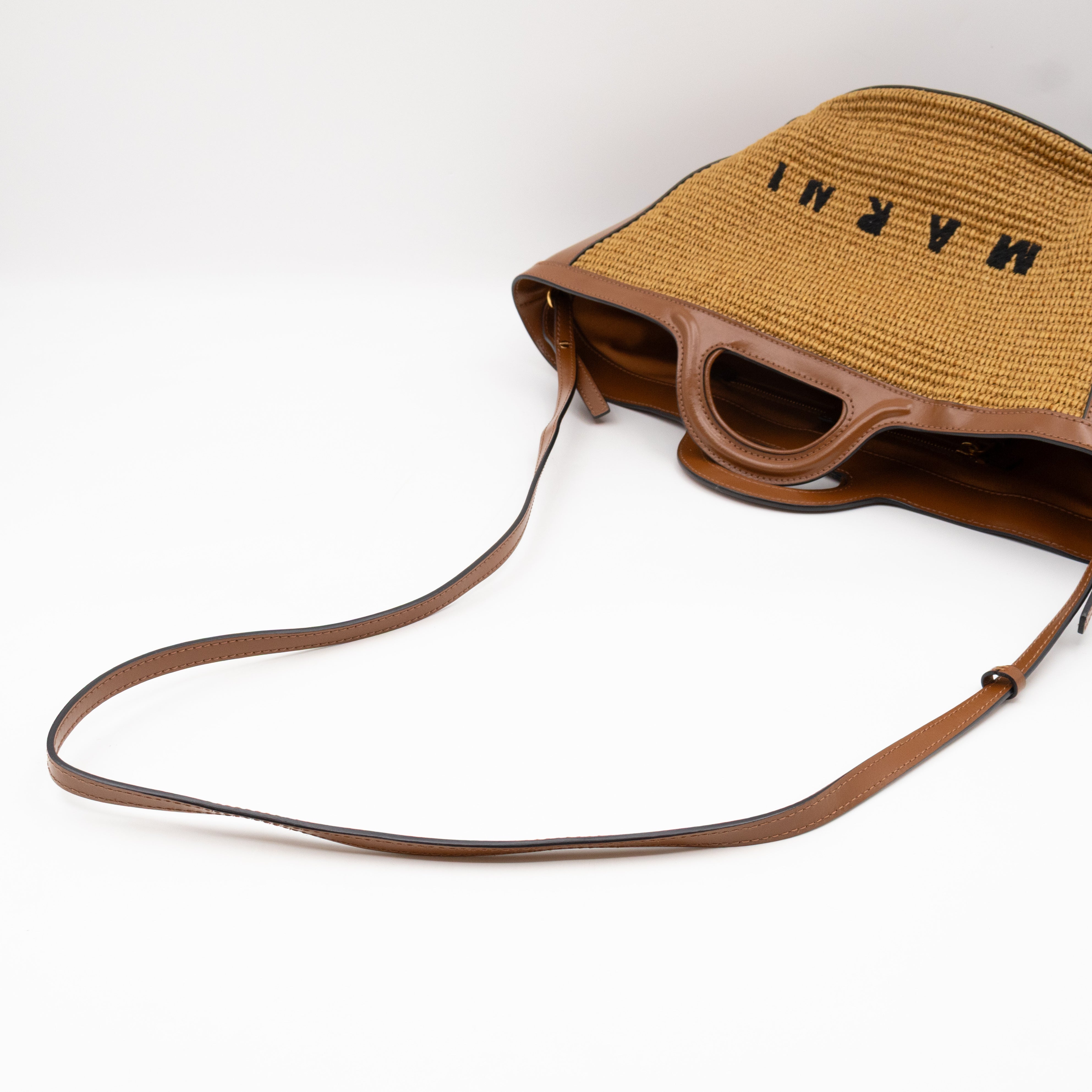 Tropicalia Small Bag Brown Leather & Raffia-effect Fabric