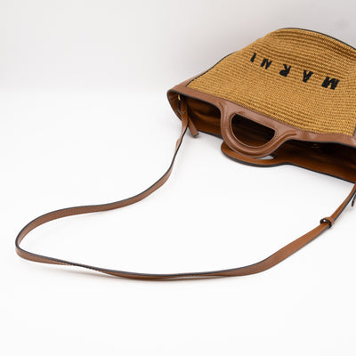 Tropicalia Small Bag Brown Leather & Raffia-effect Fabric