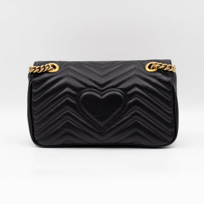 GG Marmont Medium Flap Bag Black Leather