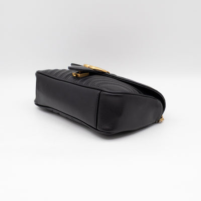 GG Marmont Medium Flap Bag Black Leather