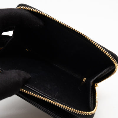 Cassandre Compact Zip Around Wallet Black Grained Leather
