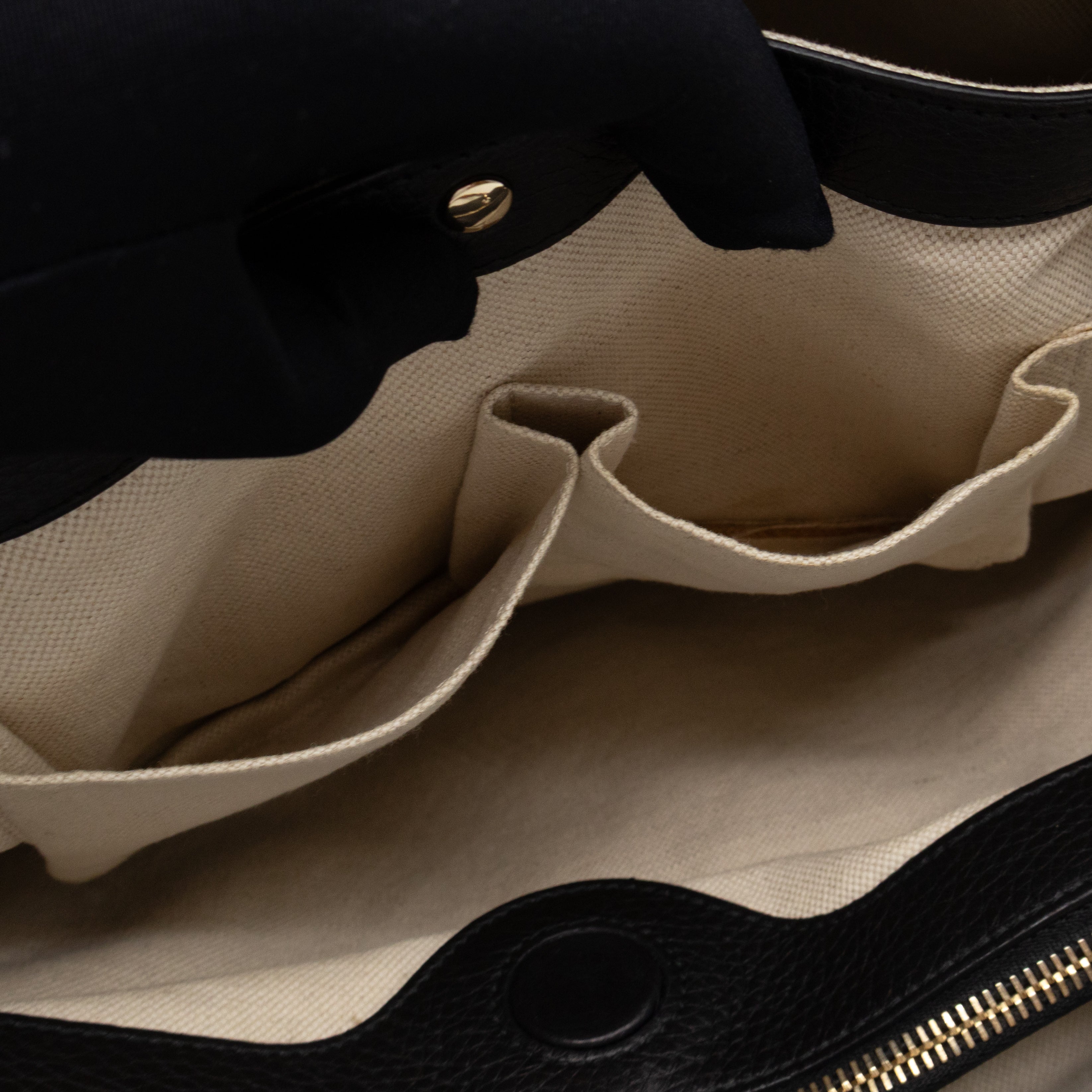 Large Bamboo Shopper Tote Bag Black Floral Canvas