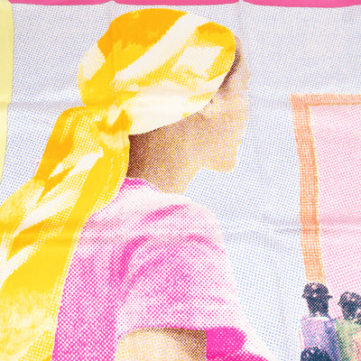 Silk Scarf 70 Regard de Soie Pink Yellow