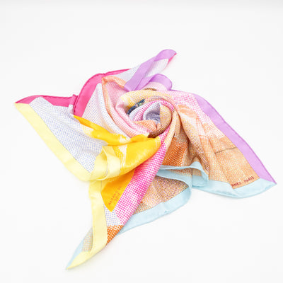 Silk Scarf 70 Regard de Soie Pink Yellow