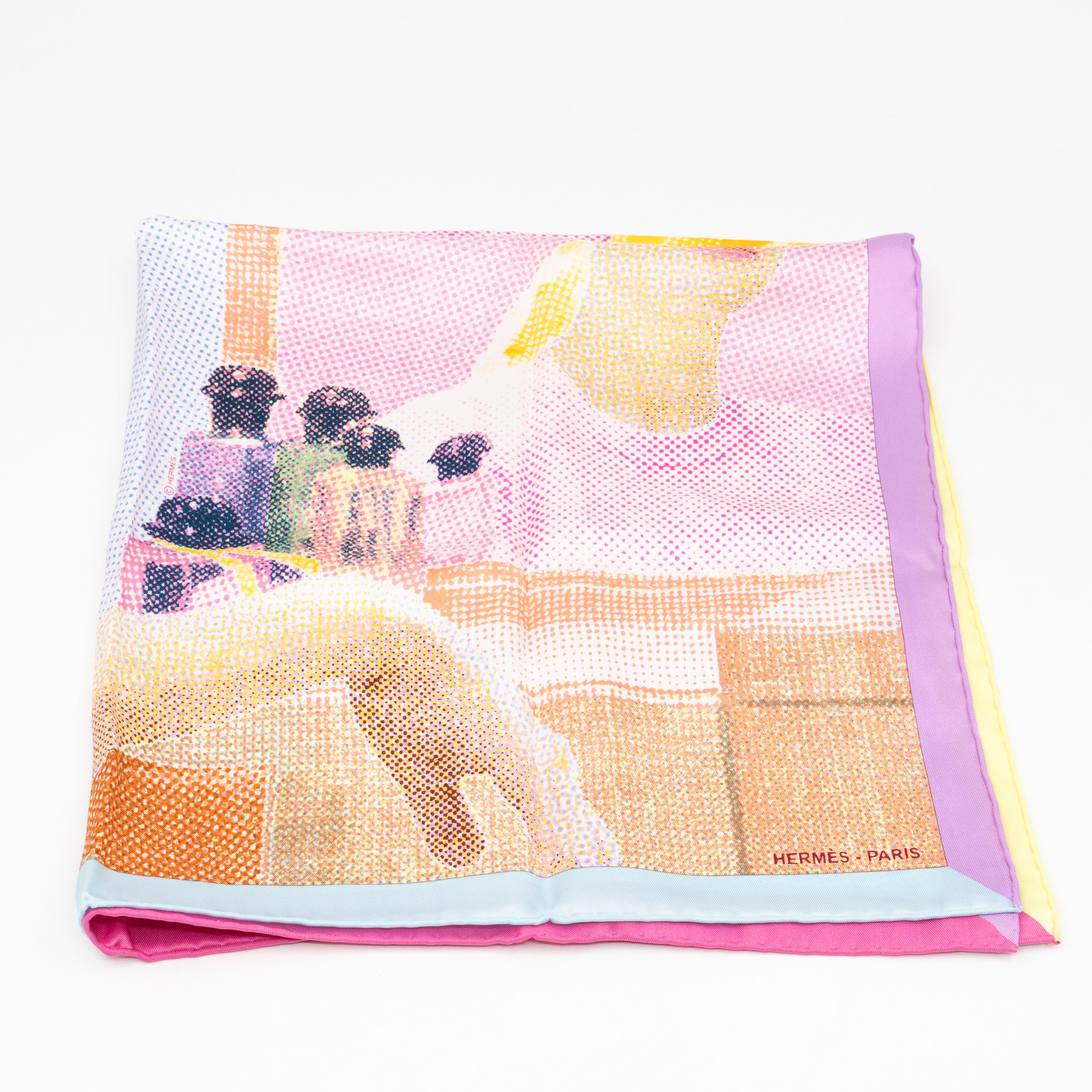Silk Scarf 70 Regard de Soie Pink Yellow