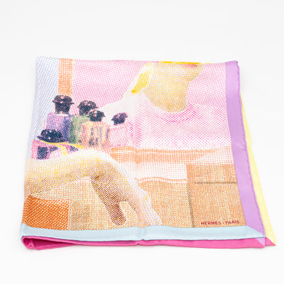 Silk Scarf 70 Regard de Soie Pink Yellow