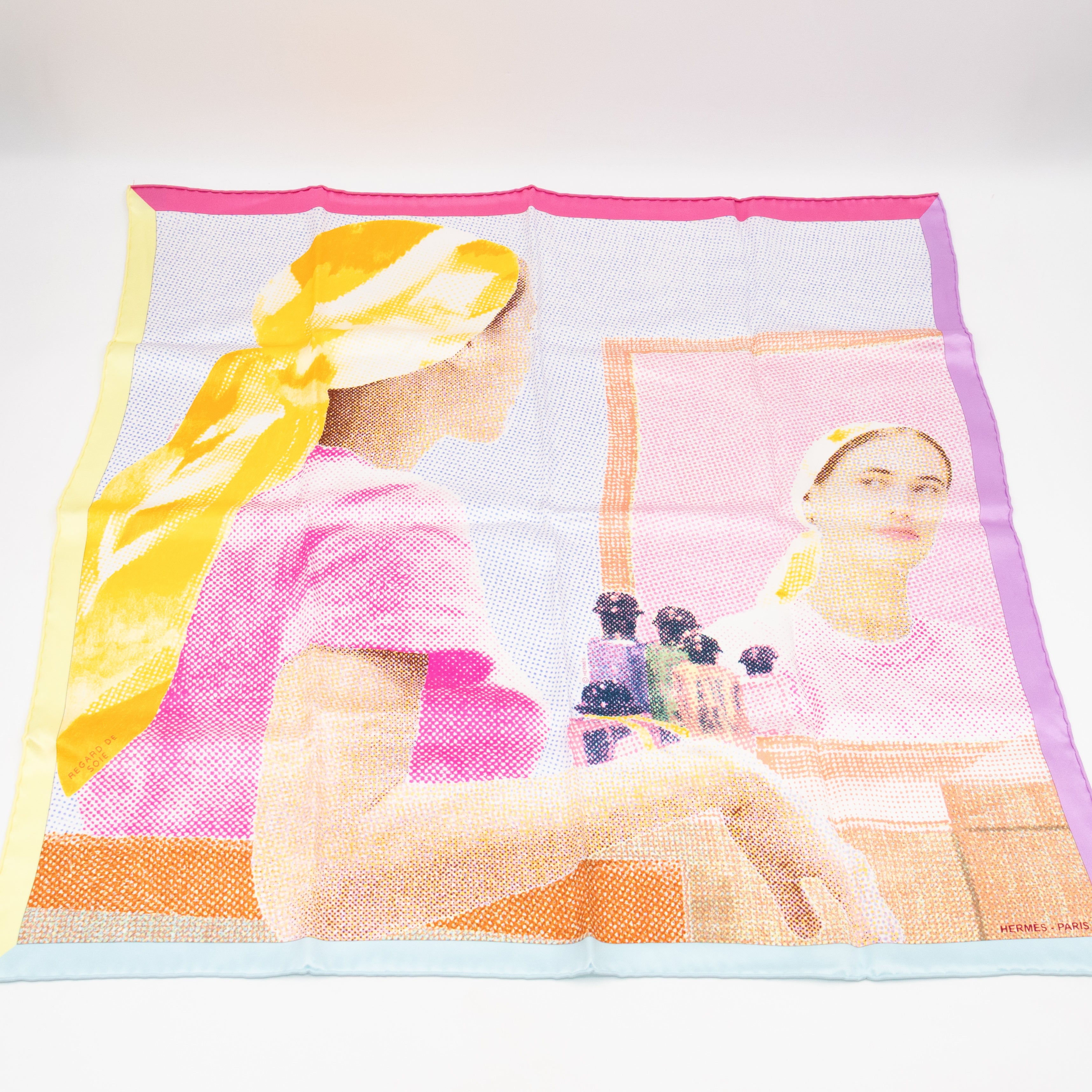 Silk Scarf 70 Regard de Soie Pink Yellow